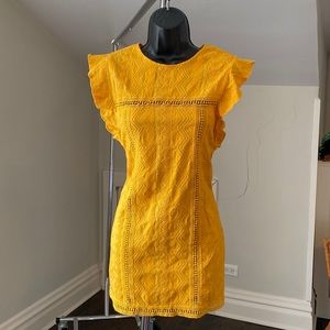 Tularosa Mini Dress Mustard Ruffle Lace